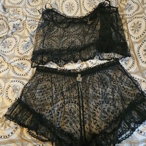 Secrets In Lace Sheer Black Lace Chemise Set 2XL